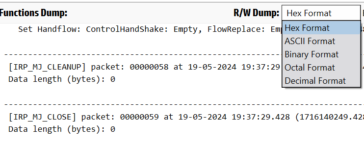 SerialTool SpyPort Serial Port Signals Log