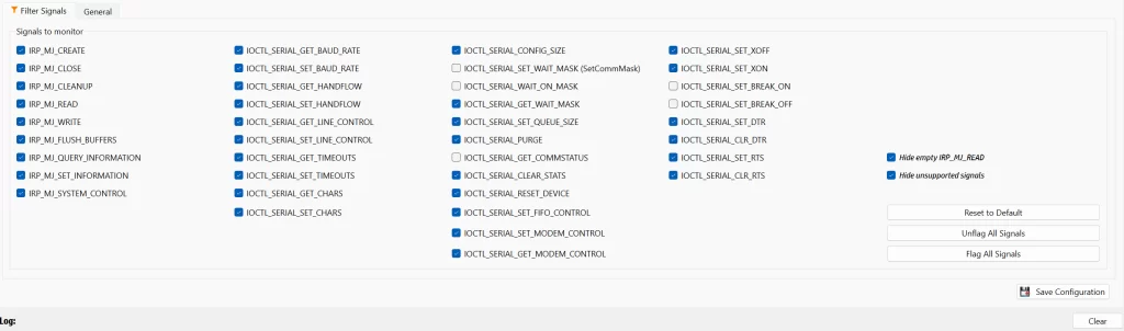 SerialTool SpyPort IOCTL IRP Signals